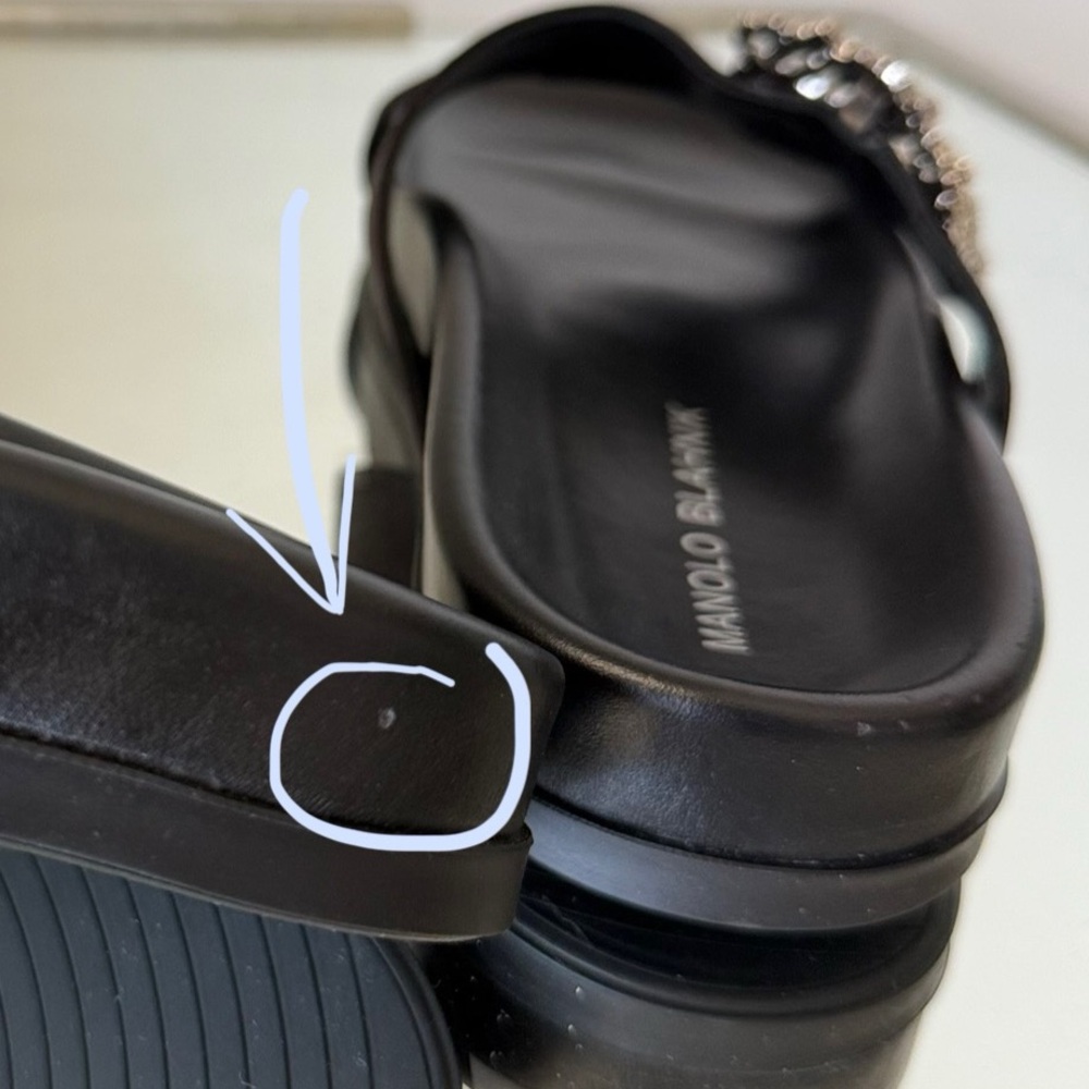 New MANOLO BLAHNIK Chilanghi Crystal Buckle Slide Sandals $1,095 37 - Picture 10 of 13